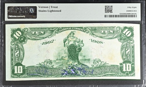 Series Of 1902 $10 First NB Of Wood River Nebraska CH# 3939 Fr#618 PMG Ch AU58 - Picture 2 of 2