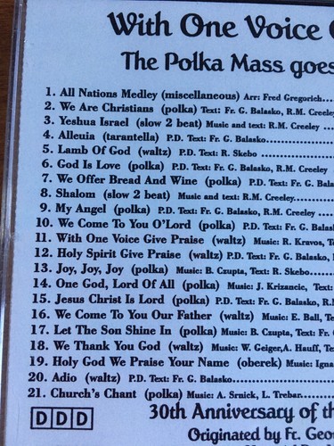 Polka Mass Gregorich Gesicki With One Voice CD 1972 - Picture 4 of 9