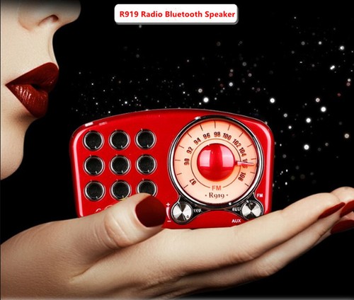 Mini głośnik Bluetooth w stylu retro i radio FM R919-B - Zdjęcie 4 z 12