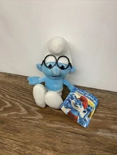 The Smurfs Brainy Smurf 10” Plush Stuffed Animal Blue Toy Kellytoy Glasses NWT