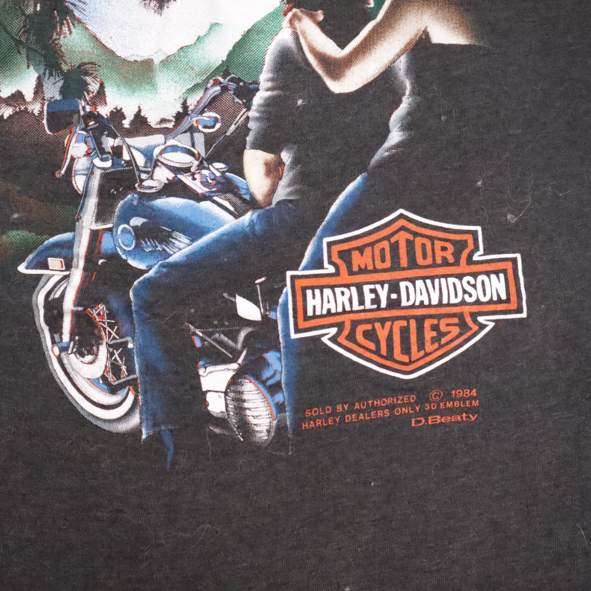 Vintage 80s 3D Emblem Harley Davidson Motorcycles Large Black T
