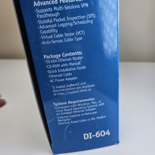 D-Link 4-Port Ethernet Broadband Router DI-604 Cable/DSL XBox Compatible, New - 第 5/13 張圖片