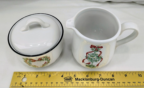 Vintage CORELLE Coordinates - Callaway Holiday - Creamer & Sugar Bowl w/ Lid - Picture 7 of 7