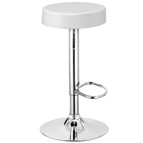 Costway Set of 2 Round Bar Stool Adjustable Swivel Pub Chair w/ Footrest White - Picture 10 of 12