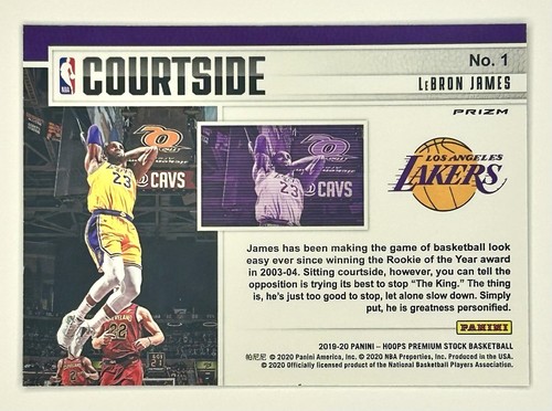 2019-20 Premium Stock LeBron James Silver Courtside Prizm Refractor SP #1 Lakers - Bild 6 von 12