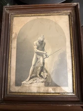 Antique 1876 On the Trail Brazil Chromolithograph Cosack & Co Buffalo Framed