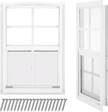 2 Pack 12''X18'' Shed Windows, Small Sliding Windows, White Flush Mount Pack wit