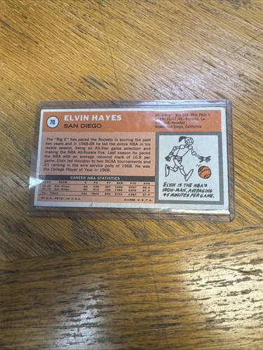 1970 Topps Basketball Elvin Hayes Card #70 San Diego Rockets - Picture 2 of 2