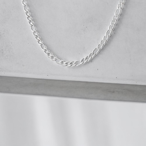 NEU 18K Weißgold plattiert Figarokette Halskette 20 Zoll Schmuck B23
