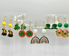 St. Patrick's Day Earrings Gold Plated Colored Enamel, Choice of Style