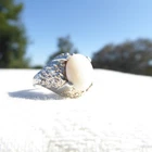 LOVELY VINTAGE STERLING SILVER ITALY OVAL OPAL BRUTALIST DESIGN RING SIZE 3.5