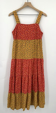 Madewell Dress Womens 2 Yellow Red Floral Midi Cottage Preppy Garden Cotton