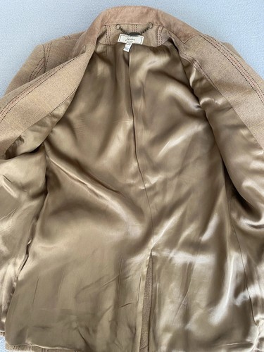 JOULES BLAZER SZ 8 WOMEN TWEED JACKET POCKETS BEIGE CHECK HACKING SEE DETAIL - Picture 12 of 13