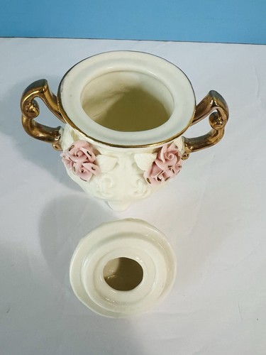 Cottage Core Ivory ~Pink Cabbage Roses W/Gold Accents Porcelain 6 Piece Tea Set - Picture 18 of 24