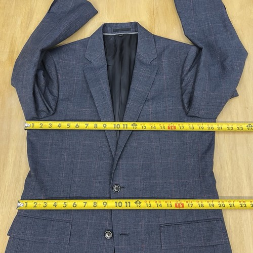 J. Crew Suit Mens 40R Slim Fit Wool Linen Pants 34x34 Tapered Leg Navy/Red Plaid - Picture 14 of 16