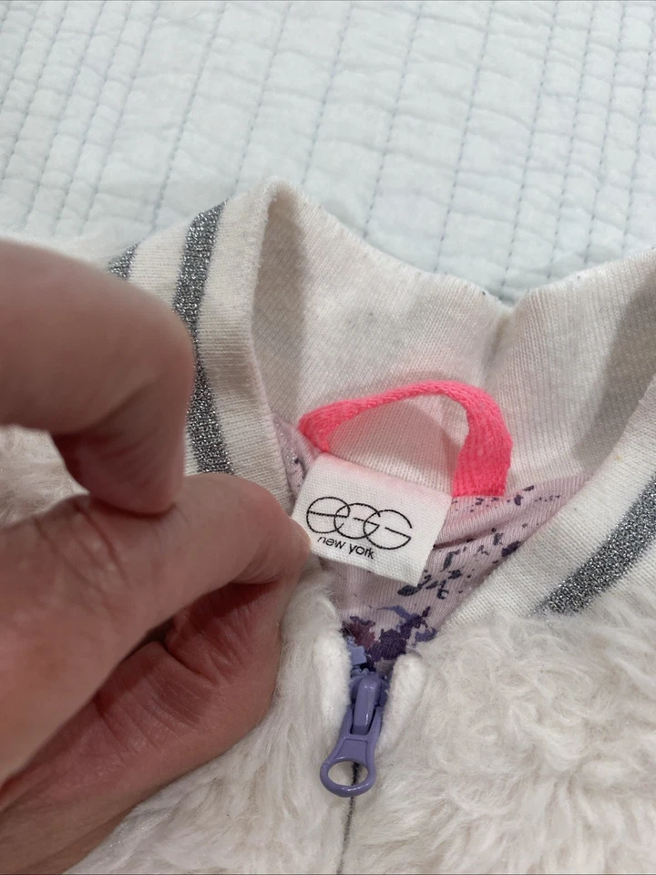 CHAQUETA PIEL DIFUSA HUEVO NUEVA YORK cremallera completa blanca plateada metálica niñas 6 Foto 4 de 4