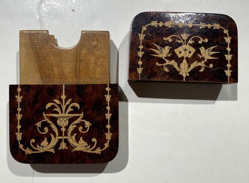 Playing Cards Box Casket Case Wood Inlay Circa 1900 - Picture 2 of 4