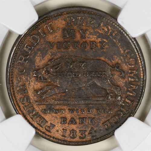 HT-9 1834 Running Boar NGC UNC DETALLES mal limpiado  - Imagen 1 de 4
