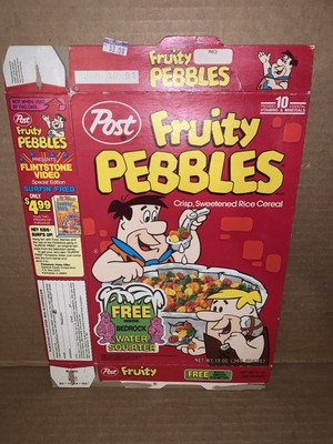 Vintage 1990 Fruity Pebbles Empty Cereal Box With Flintstones Offer