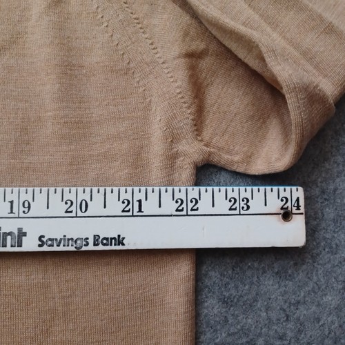 John Smedley Sweater Mens XL Brown Tan Polo Pullover Merino Wool Long Sleeve - Picture 5 of 14