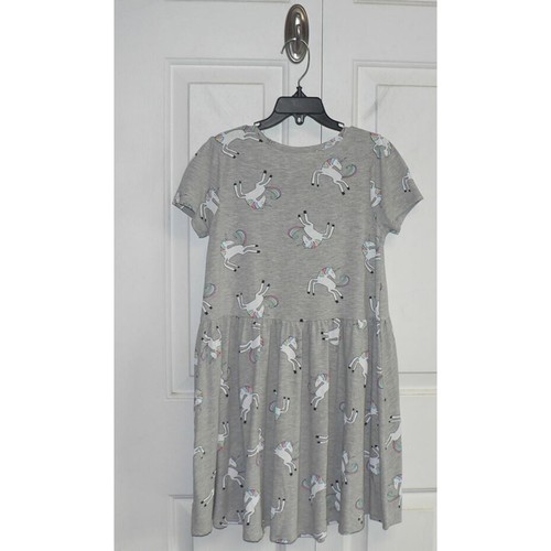 Tucker + Tate Girls Print Short Sleeve Dress in Grey Unicorn Size 7 MSRP $35 - Picture 3 of 4