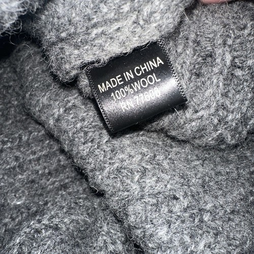 Maglione J. Peterman grigio lana pesante collo scialle taglia large - Foto 7 di 7