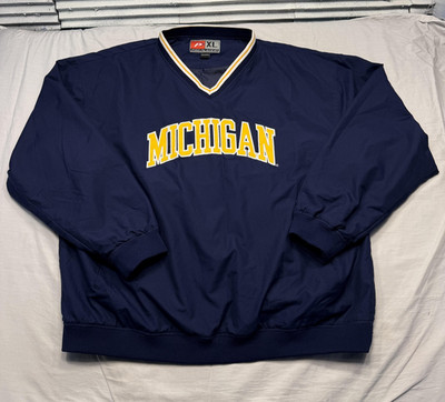 Vintage Michigan Wolverines Jacket Mens XL Blue Football Pro Player Windbreaker