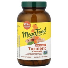 MegaFood Turmeric Strength for Whole Body 120 Tablets Dairy-Free, Gluten-Free,
