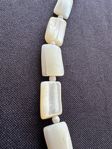 Vintage Artisan Mother Of Pearl Bead Beaded Gold Tone Statement Necklace - Picture 5 of 10