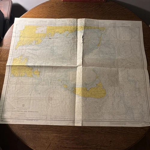 1973 Massachusetts Nantucket sound in approaches nautical chart