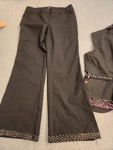 bebe set tuta donna gilet pantalone medio 6P nero gessato strass personalizzato - Foto 18 di 24