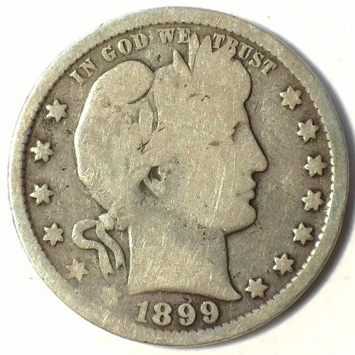 1899 BARBER QUARTER GOOD FULL RIM