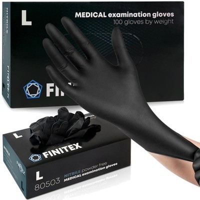 Black Disposable Nitrile Gloves, L, Pack of 100, 5.0 g/piece, Disposable Nitr...