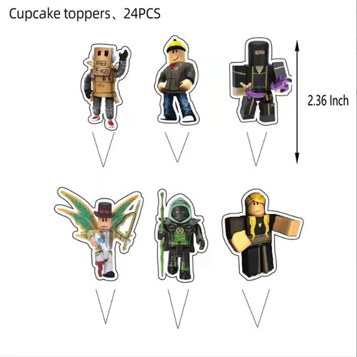 25pcs/lot Cupcake Toppers ROBLOX Theme Birthday Party Decoration Kid Girls Boys - Picture 14 of 34