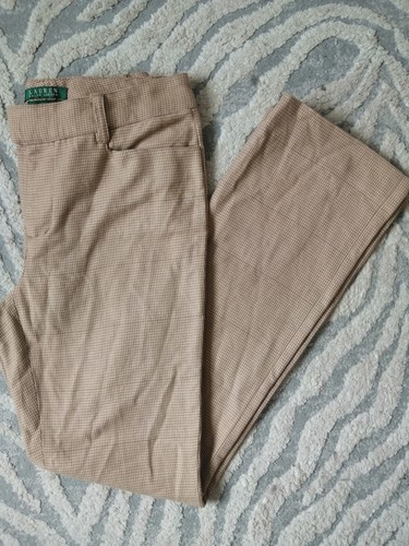 Lauren Ralph Lauren Adelle Trousers Women Beige Check Leg 30 Waist 29 - Picture 16 of 16