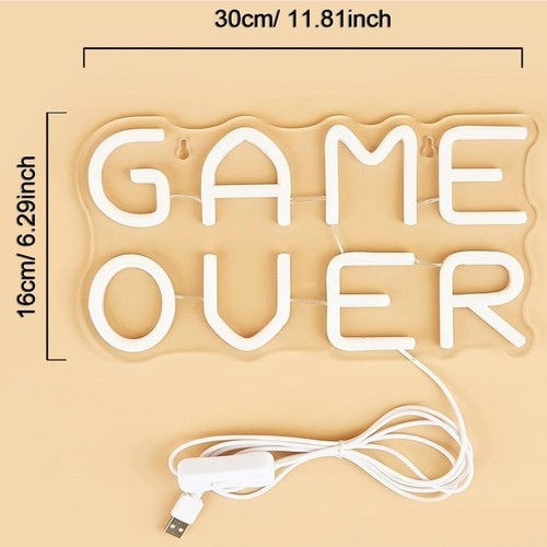 Game Over Insegna Neon Gaming Insegna Led Gioco Luce Neon Insegna Luminosa Colorata - Foto 12 di 17