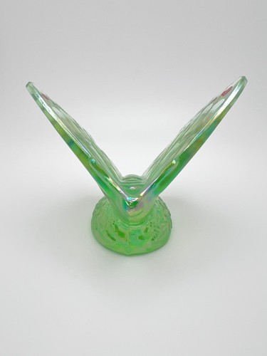 Fenton Iridescent Green Glass Handpainted Butterfly Figurine Signed & Stickered - Picture 4 of 15