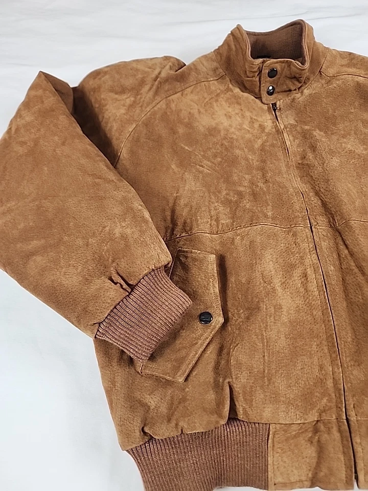 Chaqueta Bomber Vintage Phase 2 Cuero Genuino Talla Mediana Marrón Cremallera Completa Motociclista Foto 2 de 4