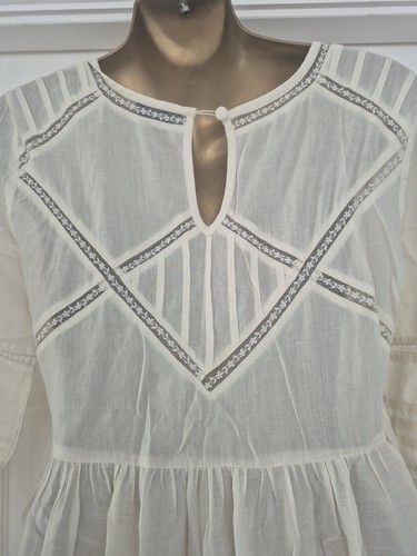 TOPSHOP IVORY CREAM VINTAGE ROSE LACE MINI TUNIC DRESS UK 10 Us 6 Alexa Chung - Picture 7 of 10