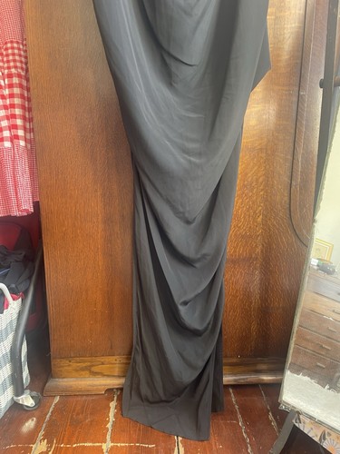 RICK OWENS Nouveau Black Draped Crepe Maxi Column Dress Sz 38 UK 6 Oversized - Picture 7 of 13