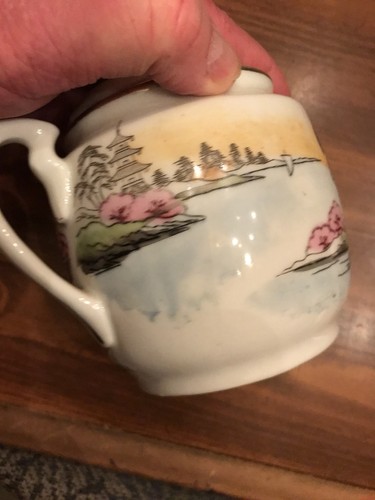 BEAUTIFUL HAND PAINTED MADE IN JAPAN SUGAR OR CONDIMENT JAR PORCELAIN - Picture 5 of 8