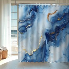Blue Marble Shower Curtain Abstract Modern Luxury Marble Bathroom Shower