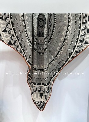 Sallys 70% Cashmere & 30% Silk Scarf Geometric Print Double Face Stole Shawl 35''