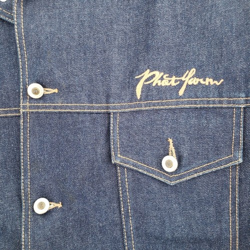 Giacca denim Phat Farm XL bandiera blu logo vintage hip hop New York Y2K streetwear - Foto 9 di 22