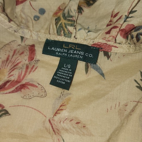 Ralph Lauren JEANS CO Talla L Volantes Floral Romántico Cottage Core Blusa Camisa - Imagen 7 de 7