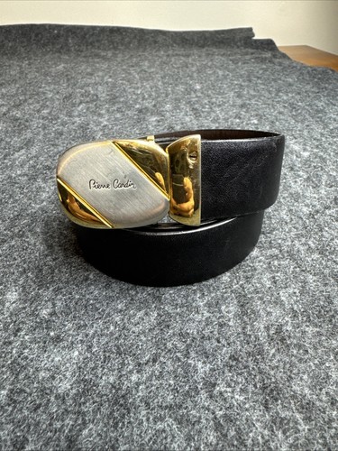 Vintage Pierre Cardin Leder Gürtel 38/43 braun schwarz Wende Logo Schnalle Italy - Bild 1 von 7