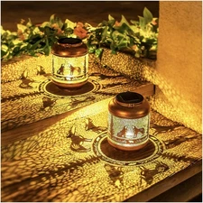 2 Pack Wolf Solar Lanterns Outdoor Waterproof Hanging Solar Lights Wolf Gifts...