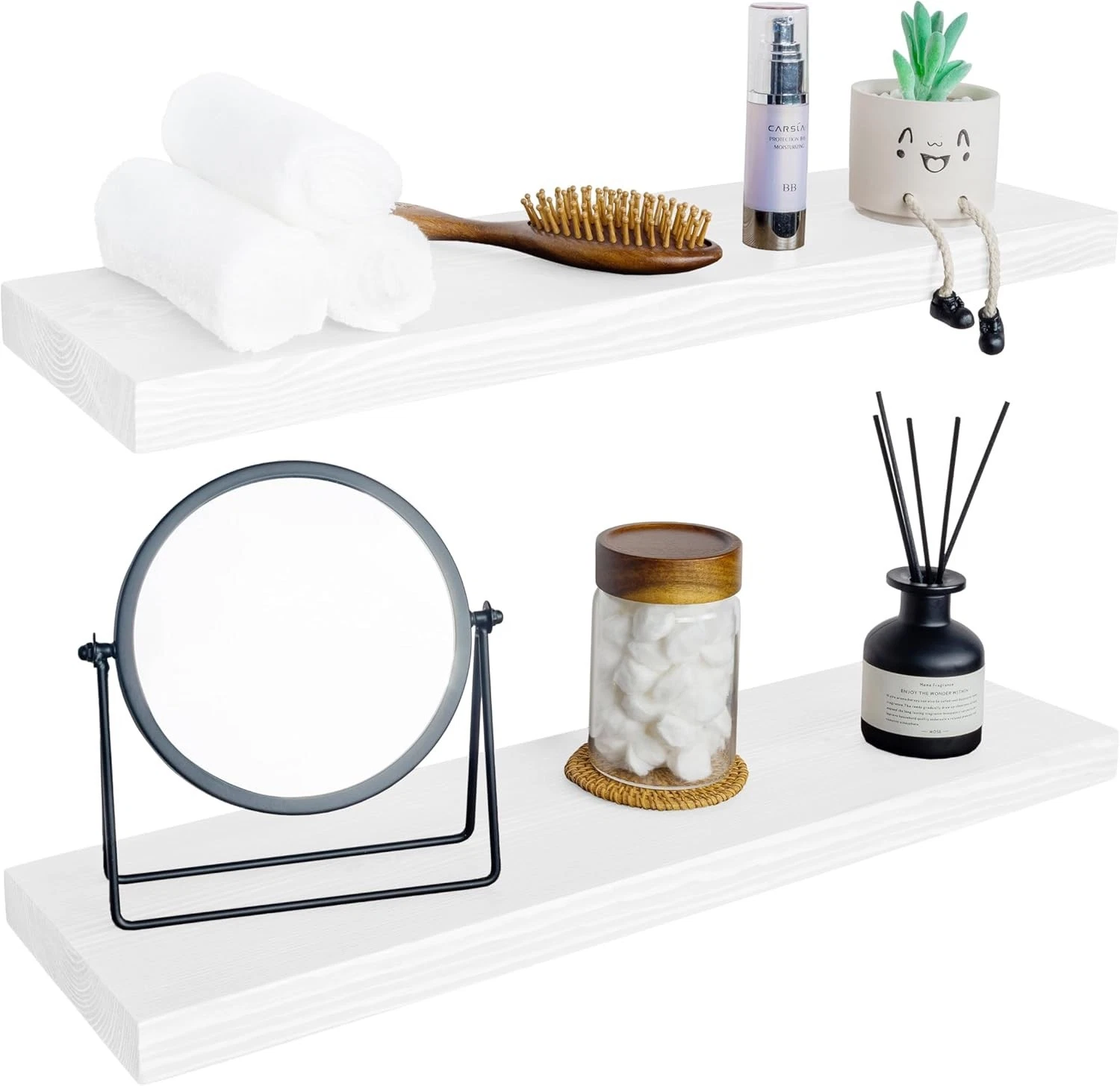 Wood Floating Shelves Wall 30 inch Set of 2,White Floating Shelves Solid Wood