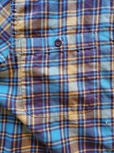 Mens M Patagonia Organic Cotton Orange / Brown Plaid Button Up Flannel - Picture 7 of 17
