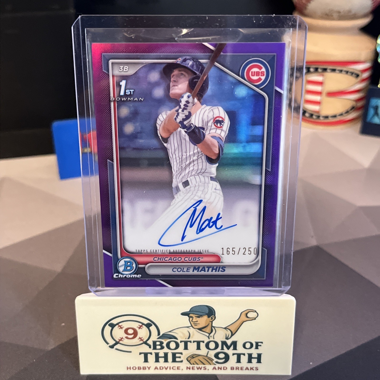 2024 Bowman Draft Chrome 1st Purple Refractor Auto Cole Mathis #165/250 Cubs